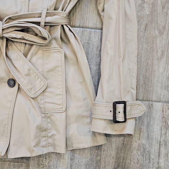 American Eagle Outfitters Trench Coat Womens Size L Khaki Tan Double Breasted - Picture 4 of 11